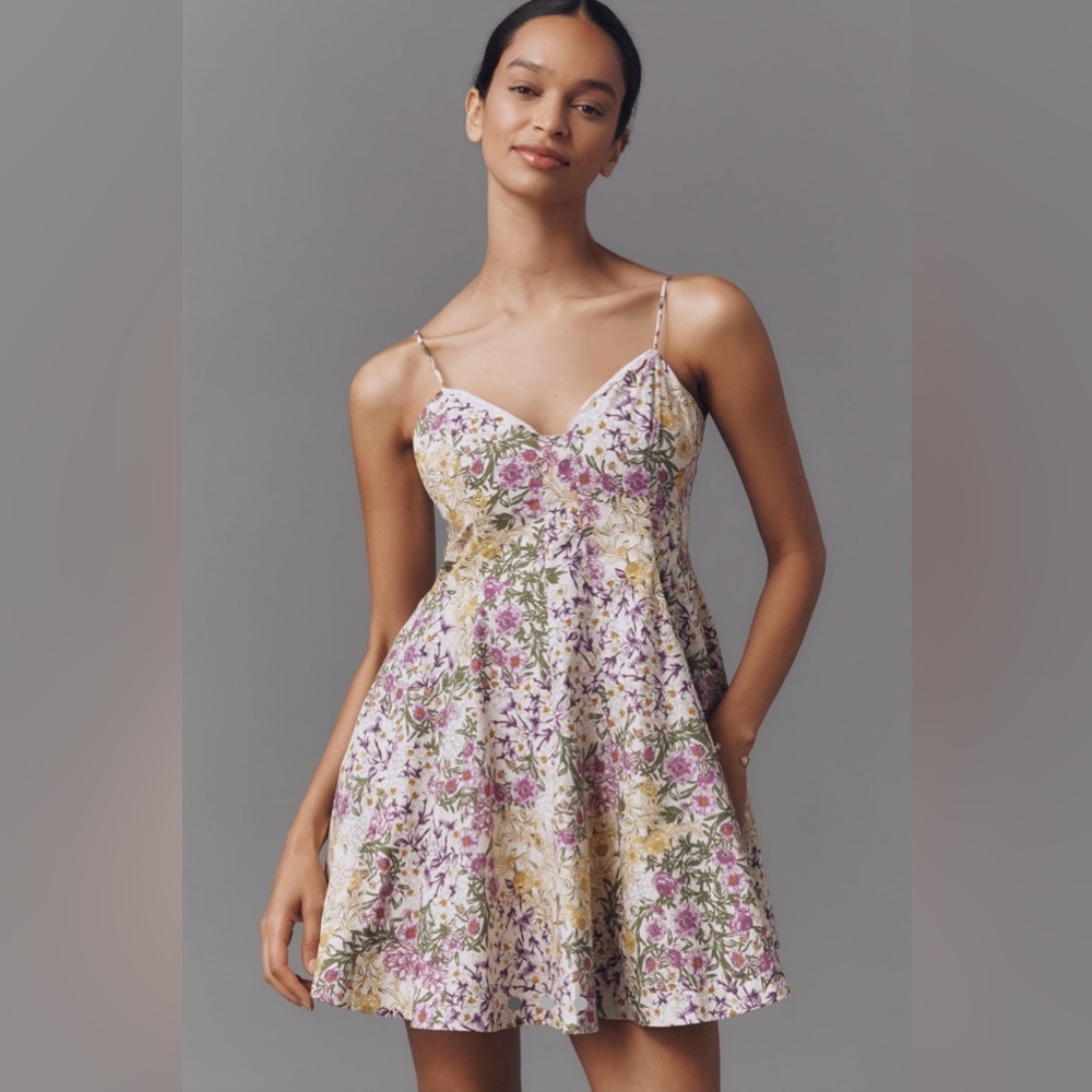 NWT Anthropologie Maeve Sweetheart Mini Dress – Yellow Floral – Size XL